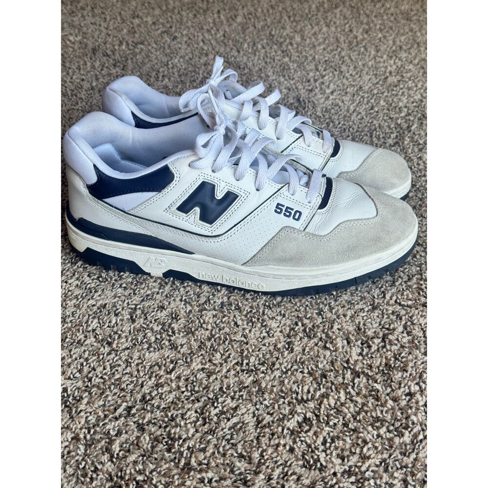 New Balance 550 White Navy Sneakers Men Size 12 BB550WA1 Retro Basketball Shoes